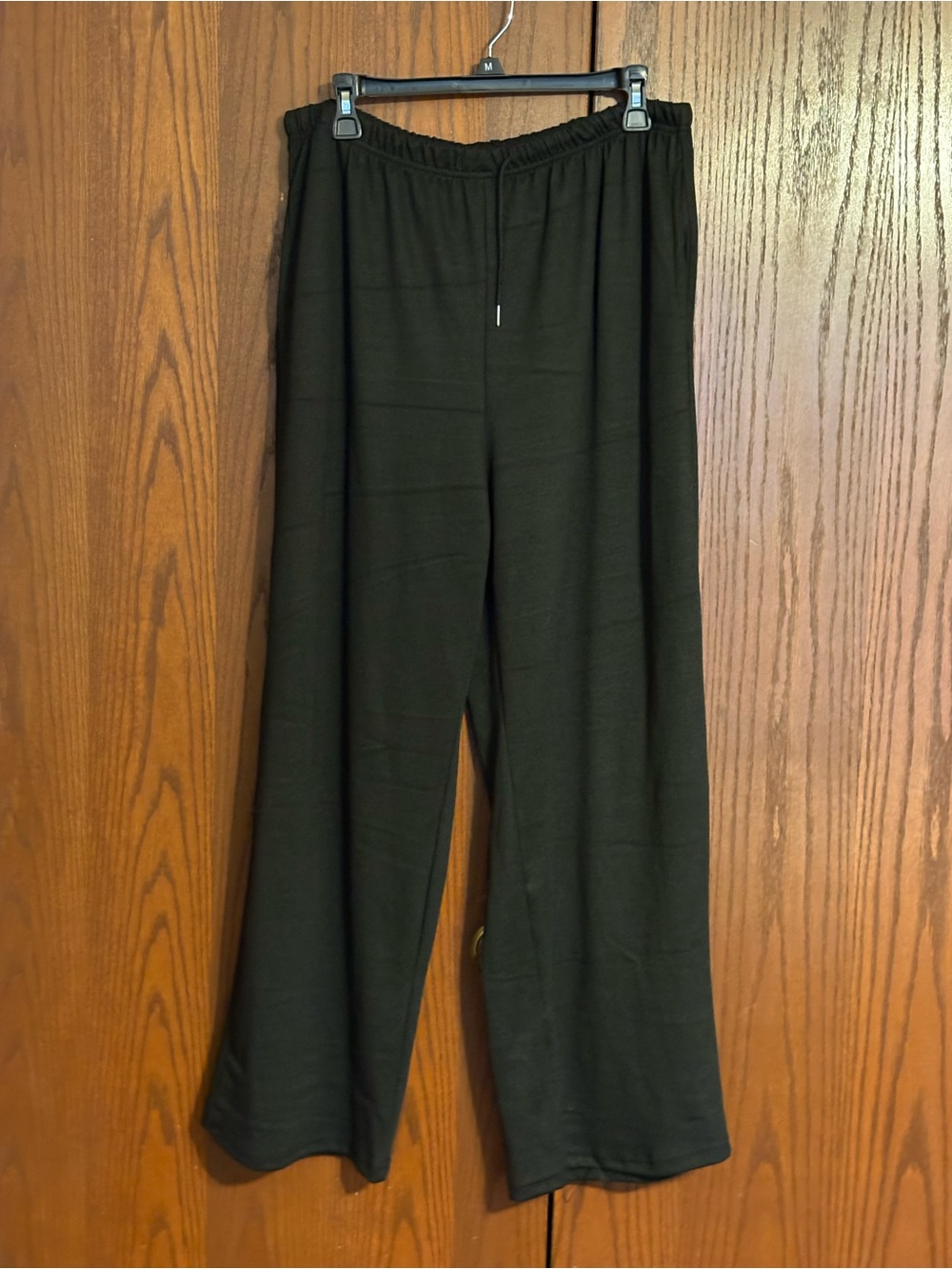 Black Elastic-Waist Wide-Leg 2x Pants